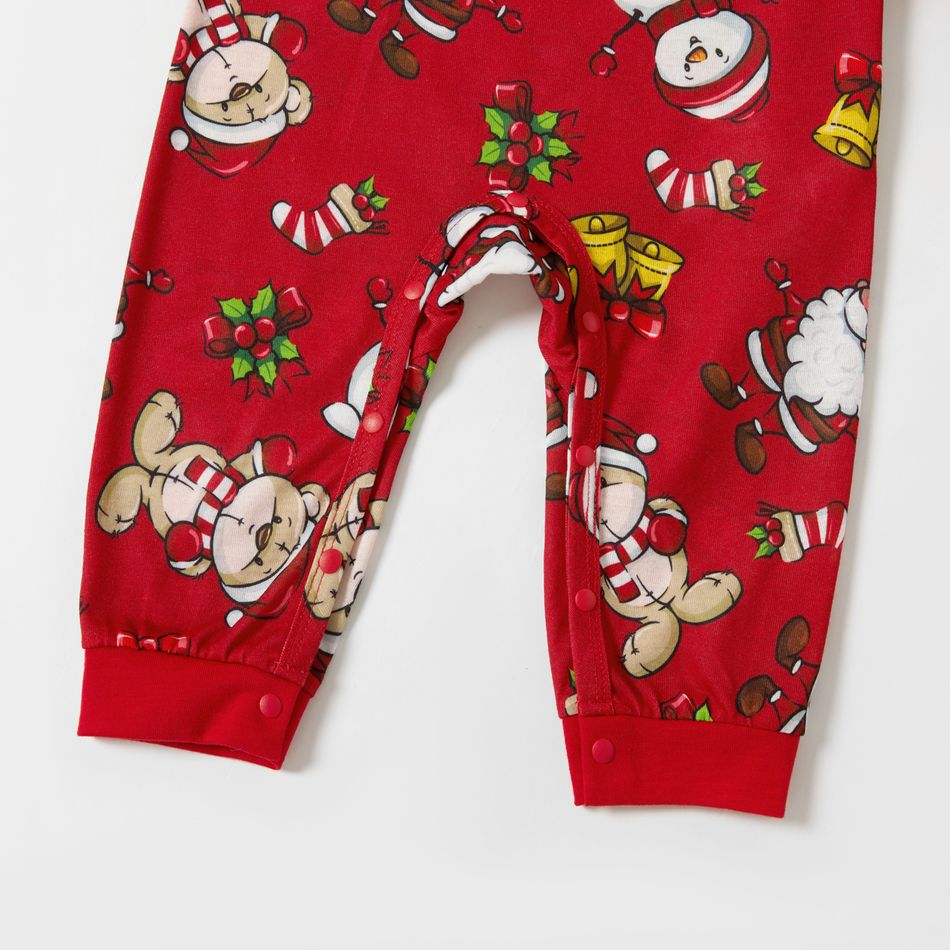 Christmas Cartoon Santa and Letter Print Red Family Matching Long-sleeve Pajamas Sets (Flame Resistant) Red big image 9