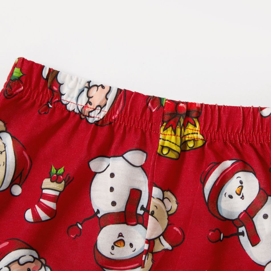 Christmas Cartoon Santa and Letter Print Red Family Matching Long-sleeve Pajamas Sets (Flame Resistant) Red big image 5