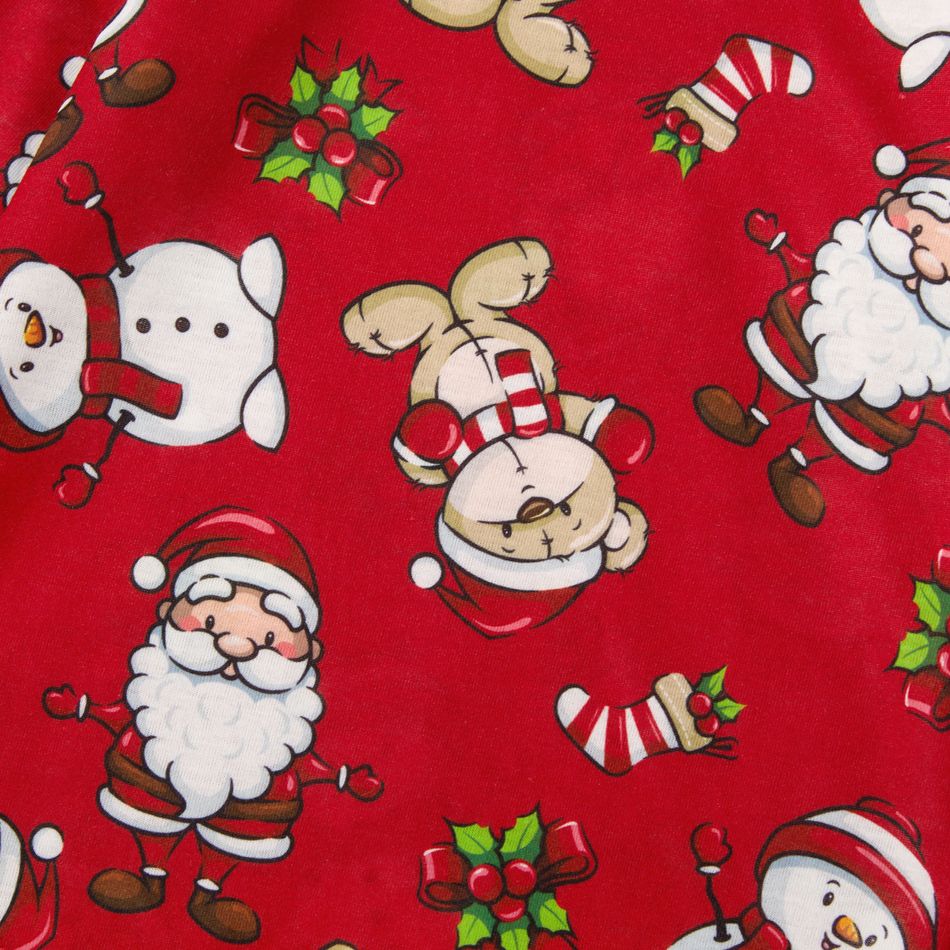 Christmas Cartoon Santa and Letter Print Red Family Matching Long-sleeve Pajamas Sets (Flame Resistant) Red big image 10