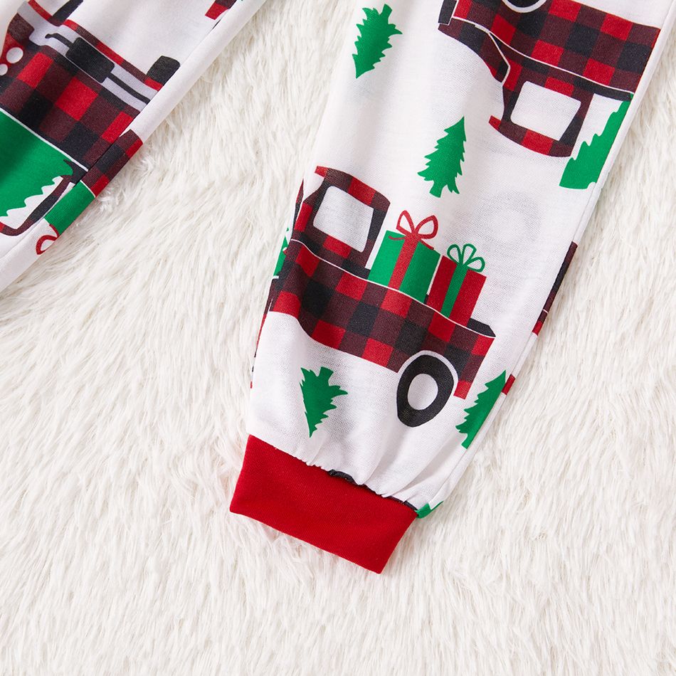 Christmas Tree Car and Letter Print Family Matching Red Raglan Long-sleeve Pajamas Sets (Flame Resistant) Multi-color big image 9