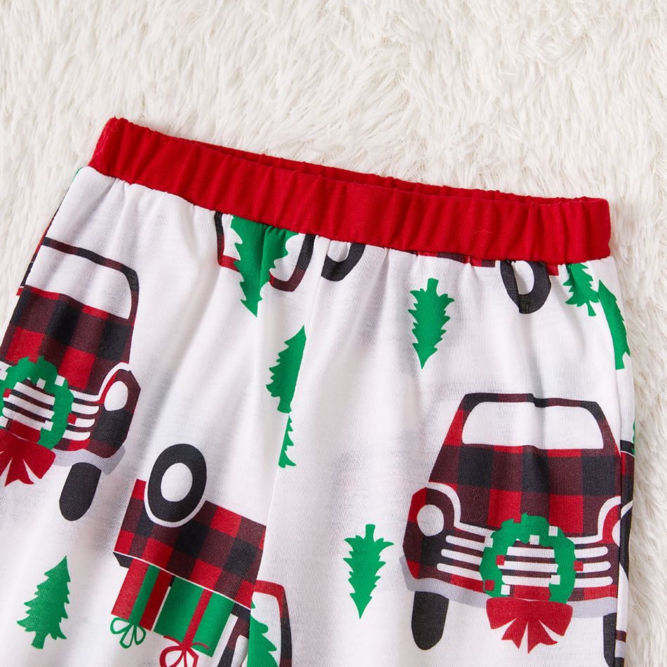 Christmas Tree Car and Letter Print Family Matching Red Raglan Long-sleeve Pajamas Sets (Flame Resistant) Multi-color big image 8