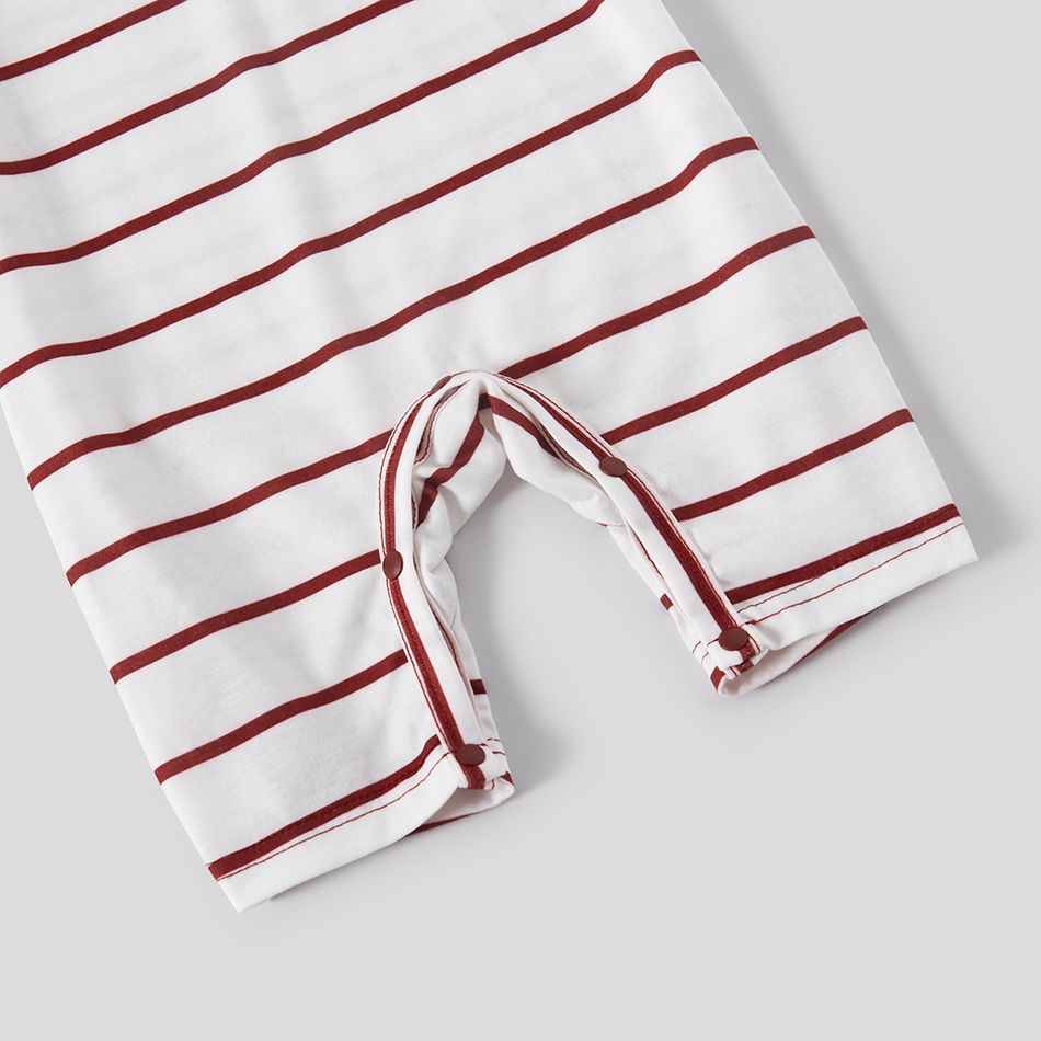 Red and White Striped  Short-sleeve Family Matching Sets(Belted Splicing Dresses and T-shirts) Red/White big image 13