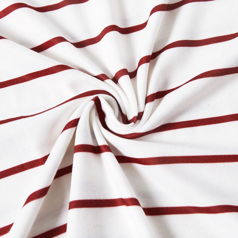 Red and White Striped  Short-sleeve Family Matching Sets(Belted Splicing Dresses and T-shirts) Red/White big image 11