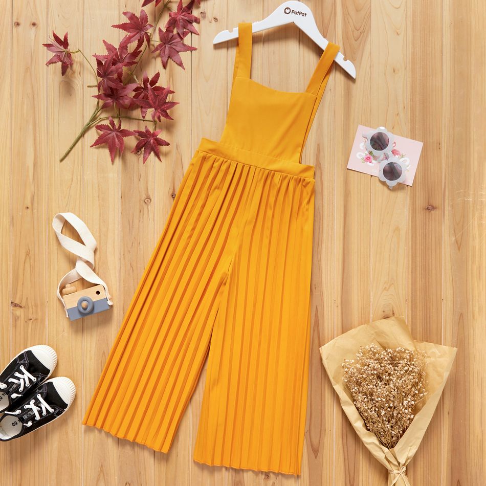 Kid Girl Casual Ginger Pleated Overall Ginger