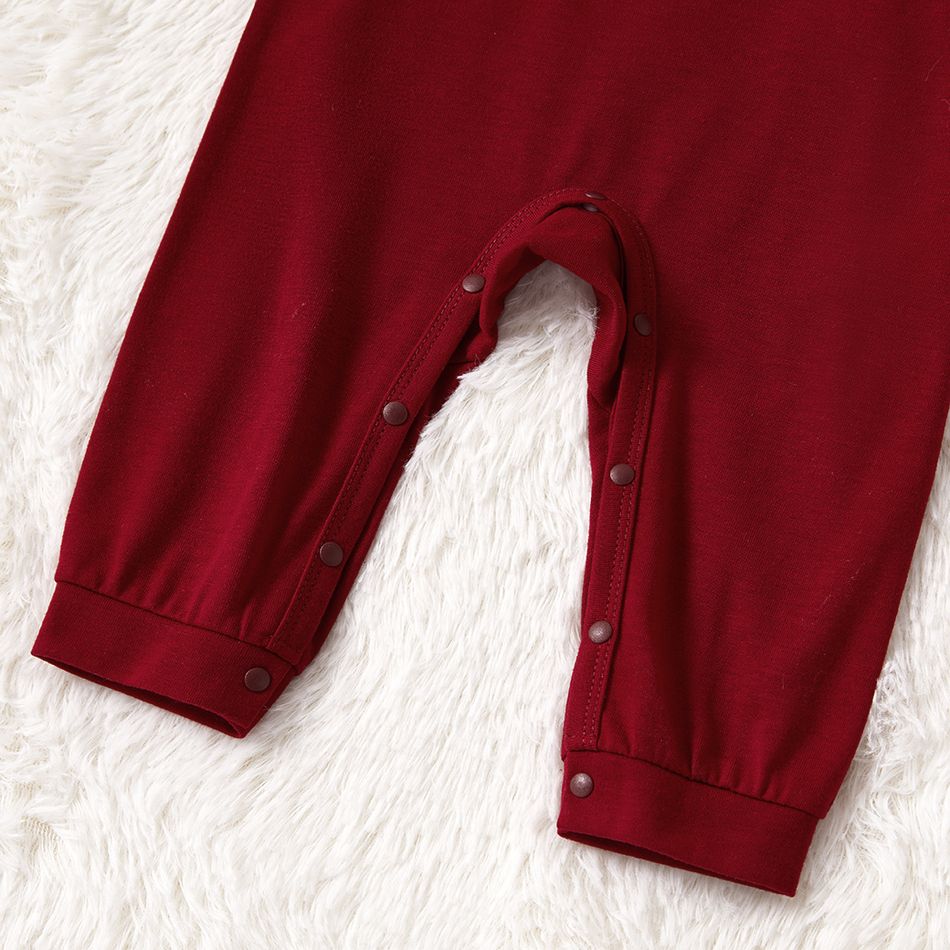 Christmas Deer and Letter Print Red Family Matching Raglan Long-sleeve Pajamas Sets (Flame Resistant) Color block big image 9