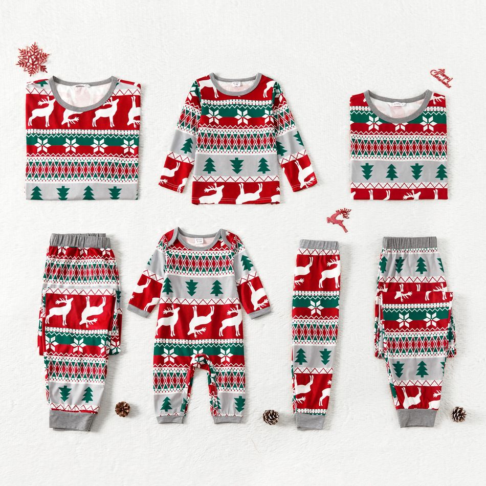 Family Matching Christmas Theme All Over Print Long-sleeve Pajamas Sets (Flame Resistant) Multi-color big image 1