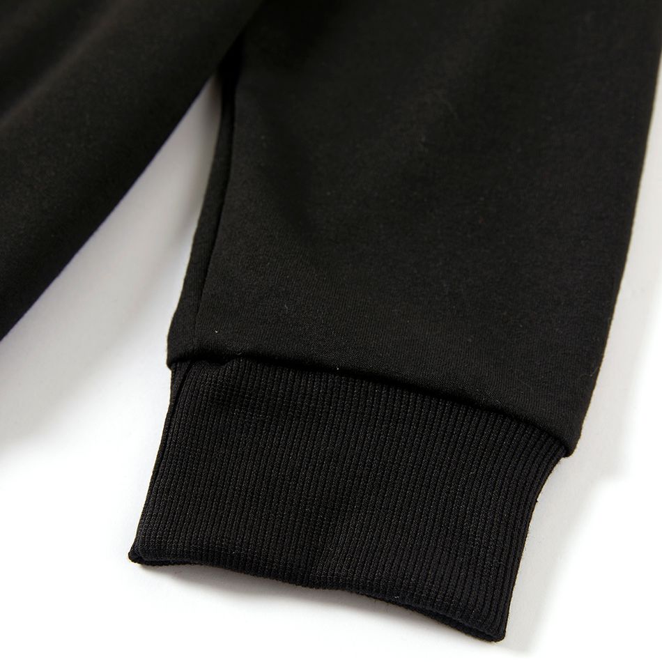 Christmas Hat and Letter Print Black Family Matching Long-sleeve Sweatshirts Black big image 5
