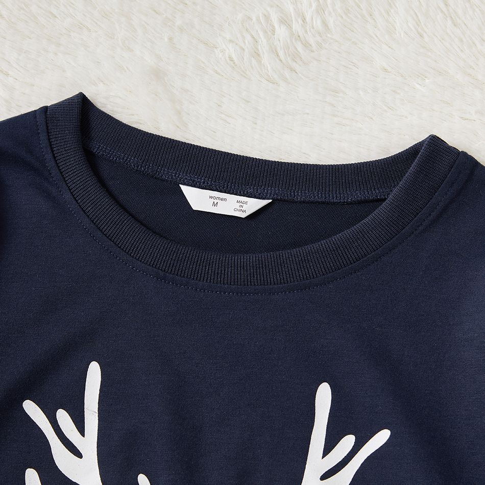 Christmas Reindeer and Letter Print Family Matching Long-sleeve Sweatshirts Dark Blue big image 8