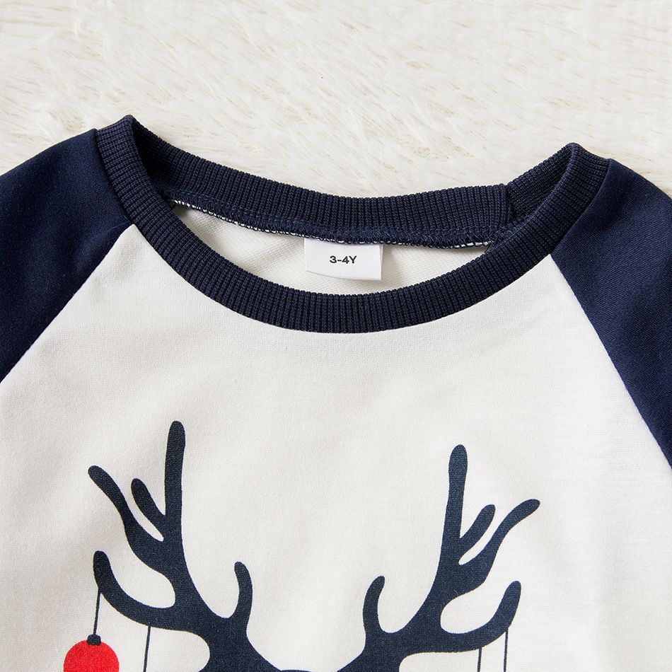 Christmas Reindeer and Letter Print Family Matching Long-sleeve Sweatshirts Dark Blue big image 9