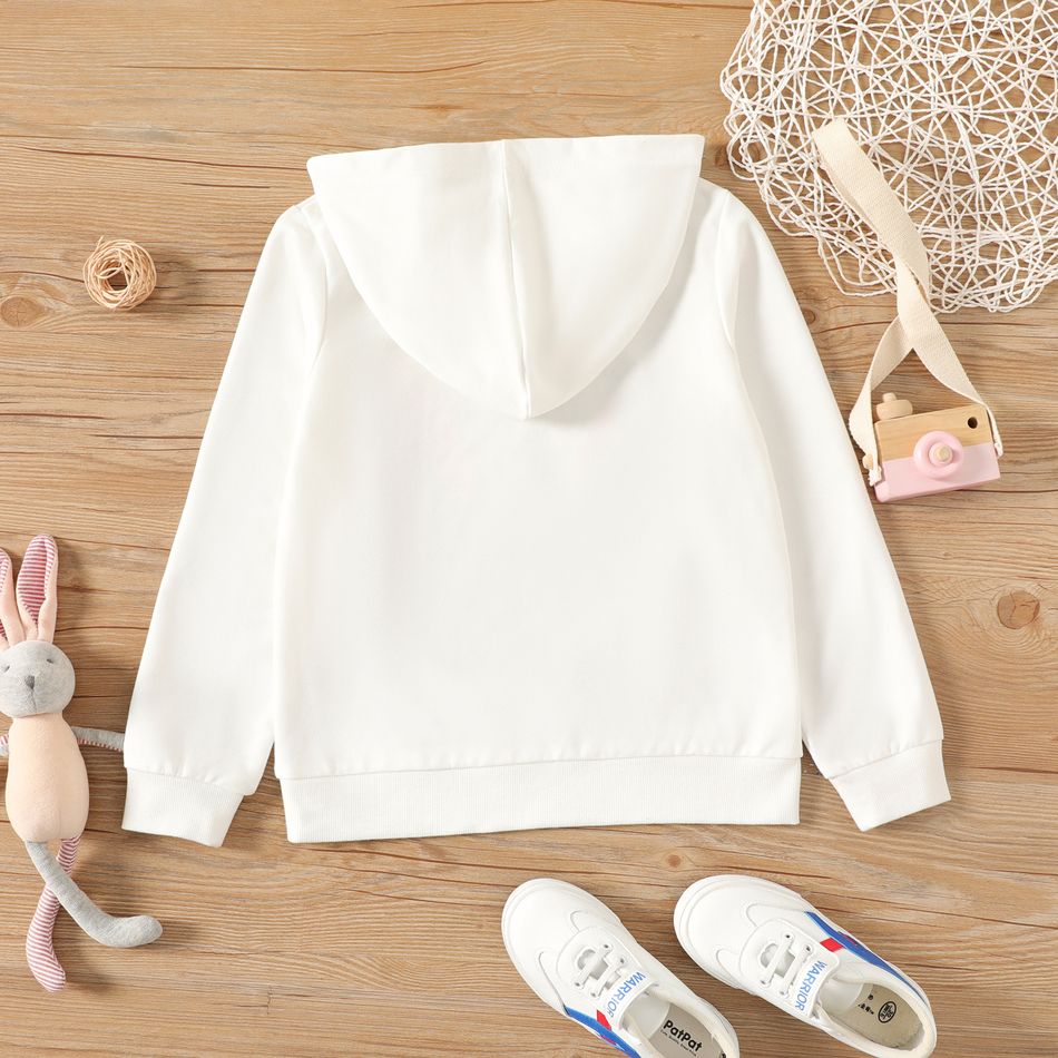 Kid Girl Cute Rabbit Print Hoodie Sweatshirt White big image 3