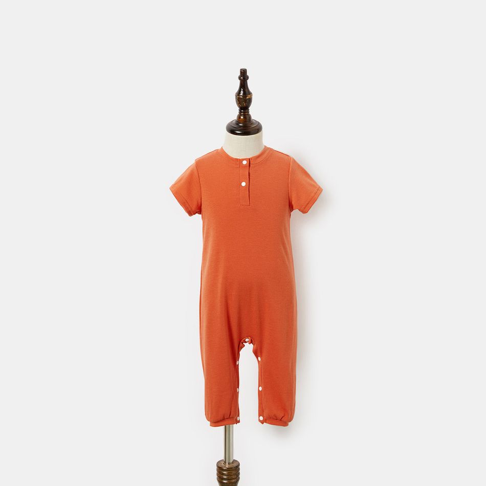 Orange Short-sleeve Split Hem Twist Knot T-shirt Dress for Mom and Me Orange big image 8