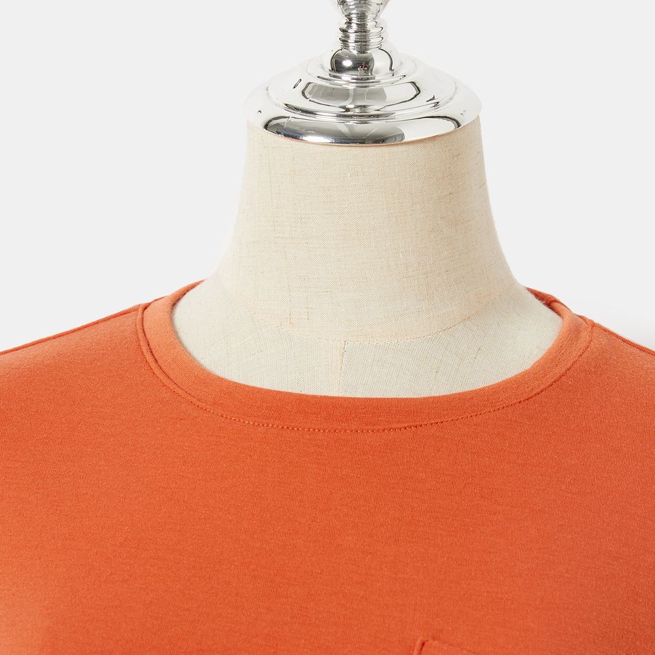 Orange Short-sleeve Split Hem Twist Knot T-shirt Dress for Mom and Me Orange big image 4