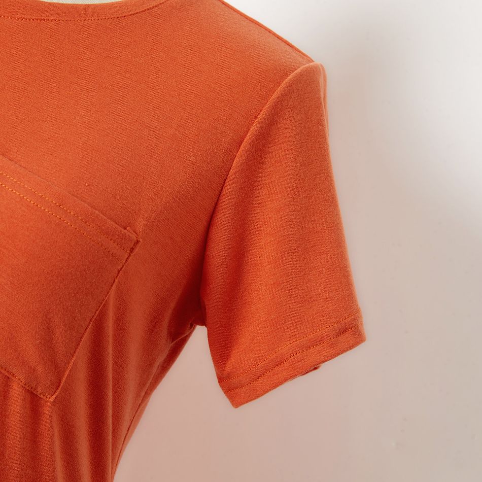 Orange Short-sleeve Split Hem Twist Knot T-shirt Dress for Mom and Me Orange big image 5