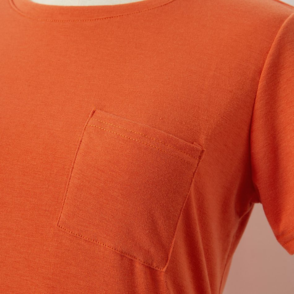 Orange Short-sleeve Split Hem Twist Knot T-shirt Dress for Mom and Me Orange big image 6