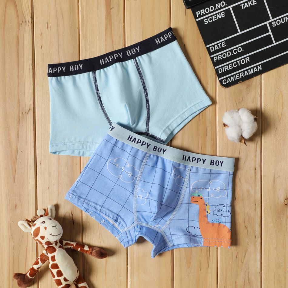 2-piece Kid Boy Letter Vehicle/Dinosaur Print Underwear Boxer Briefs Multi-color