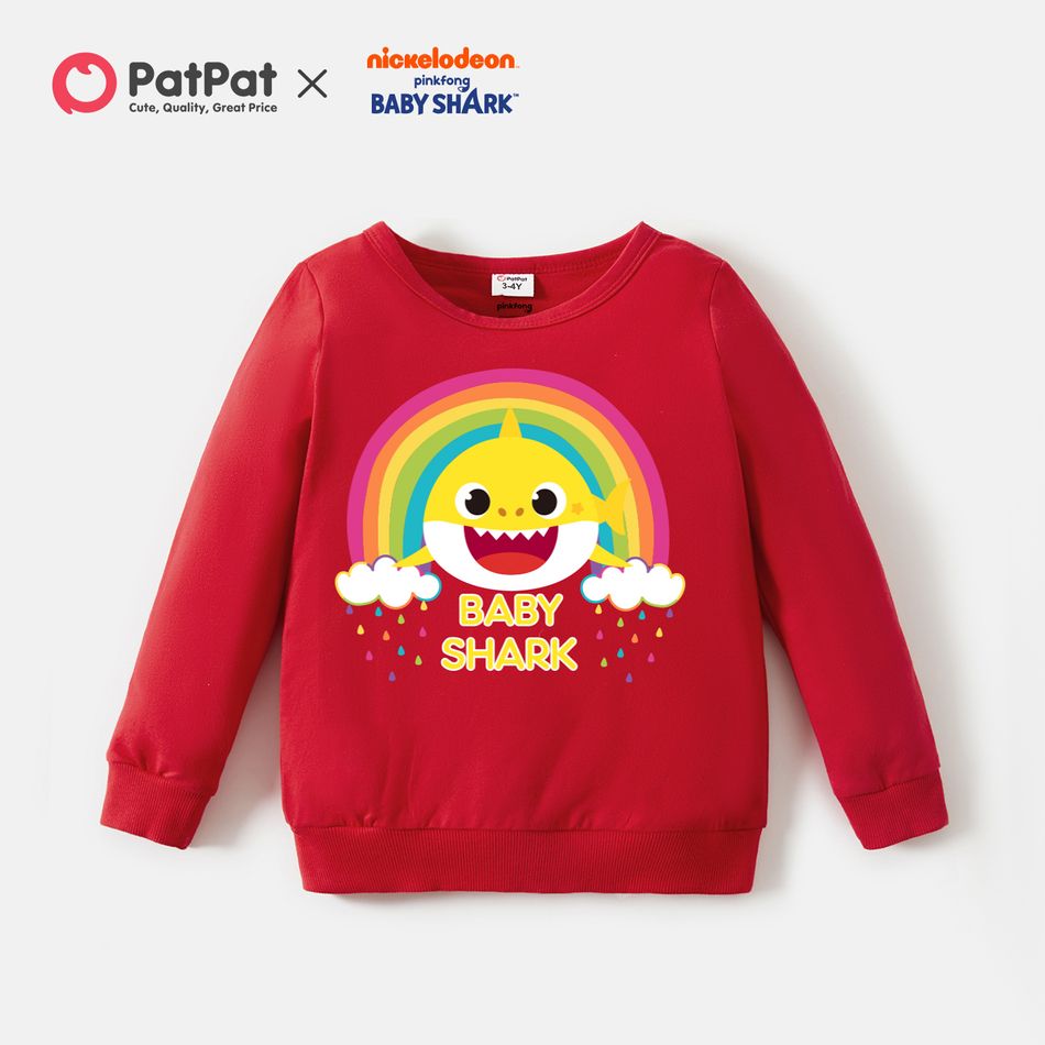 Baby Shark Toddler Girl 100% Cotton Rainbow Pullover Sweatshirt Red