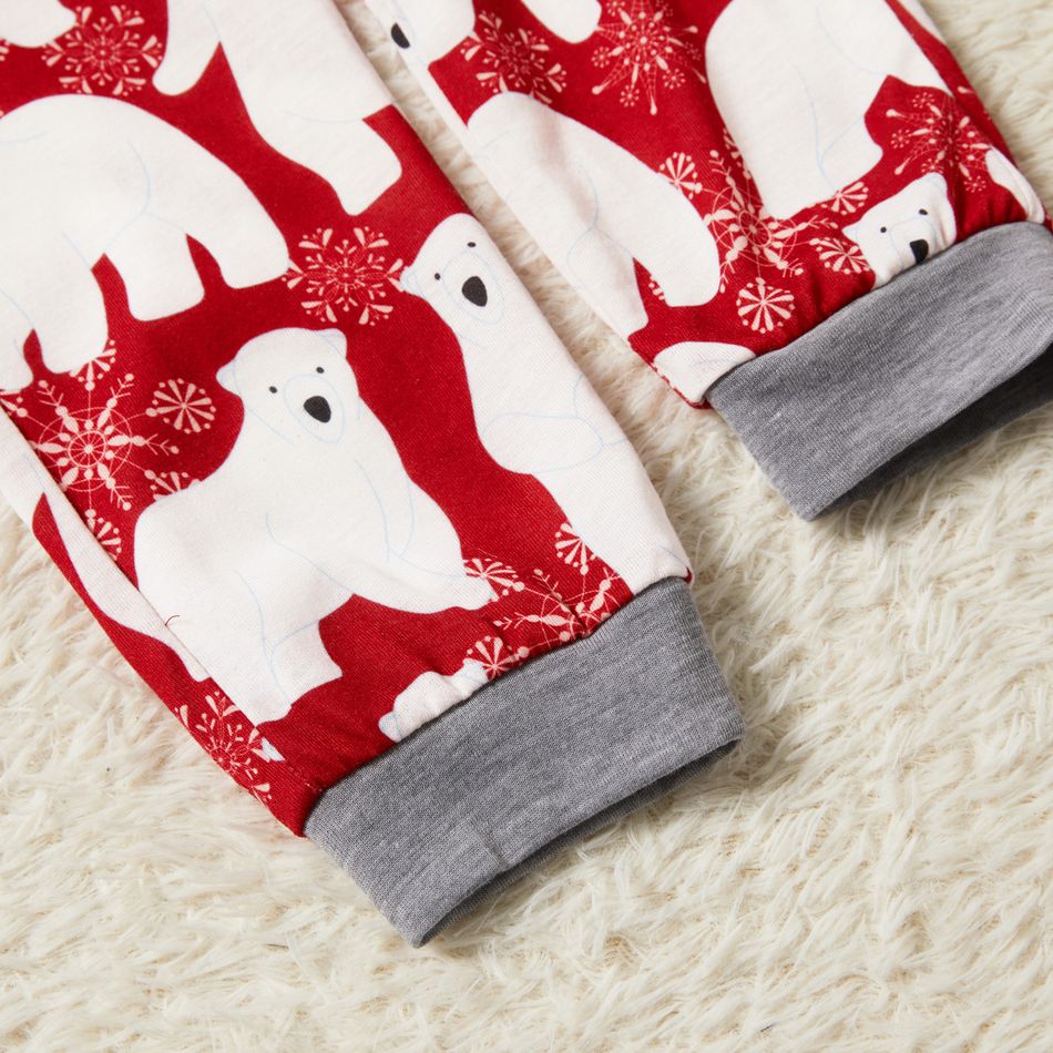 Christmas Polar Bear and Letter Print Red Family Matching Long-sleeve Pajamas Sets (Flame Resistant) Red/White big image 7