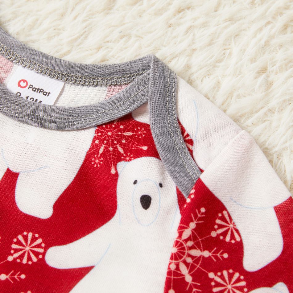 Christmas Polar Bear and Letter Print Red Family Matching Long-sleeve Pajamas Sets (Flame Resistant) Red/White big image 10