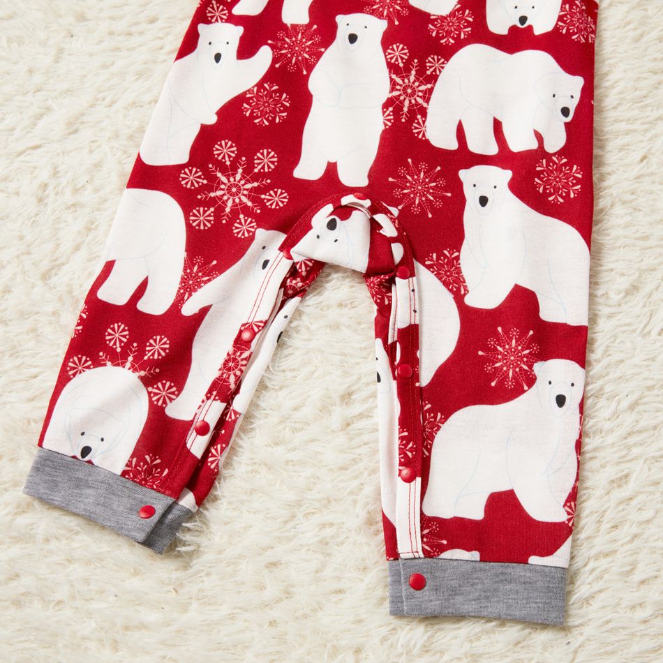 Christmas Polar Bear and Letter Print Red Family Matching Long-sleeve Pajamas Sets (Flame Resistant) Red/White big image 11