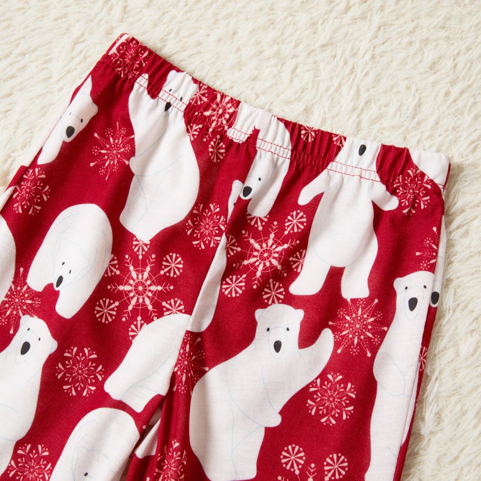 Christmas Polar Bear and Letter Print Red Family Matching Long-sleeve Pajamas Sets (Flame Resistant) Red/White big image 6