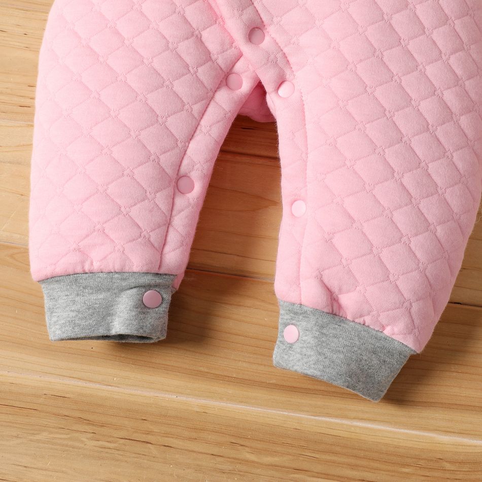 Bebé Menina Costuras de tecido Elefante Casual Macacão Rosa big image 4