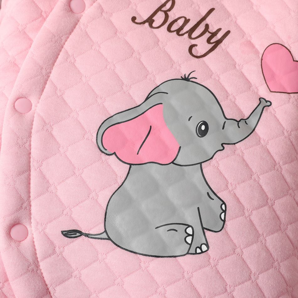 Bebé Menina Costuras de tecido Elefante Casual Macacão Rosa big image 3