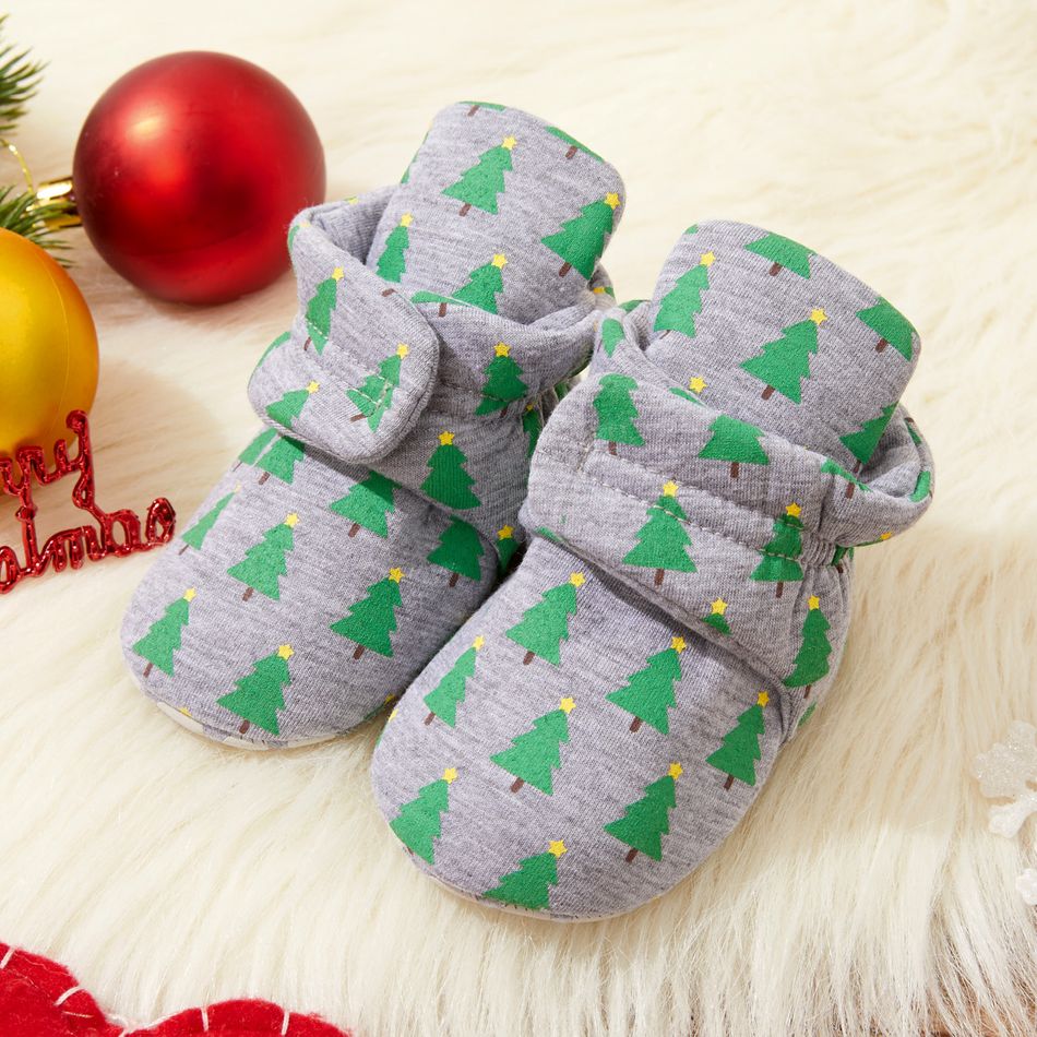 Baby / Toddler Christmas Warm Velcro Closure Prewalker Shoes Green big image 2