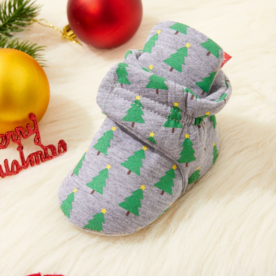 Baby / Toddler Christmas Warm Velcro Closure Prewalker Shoes Green big image 3