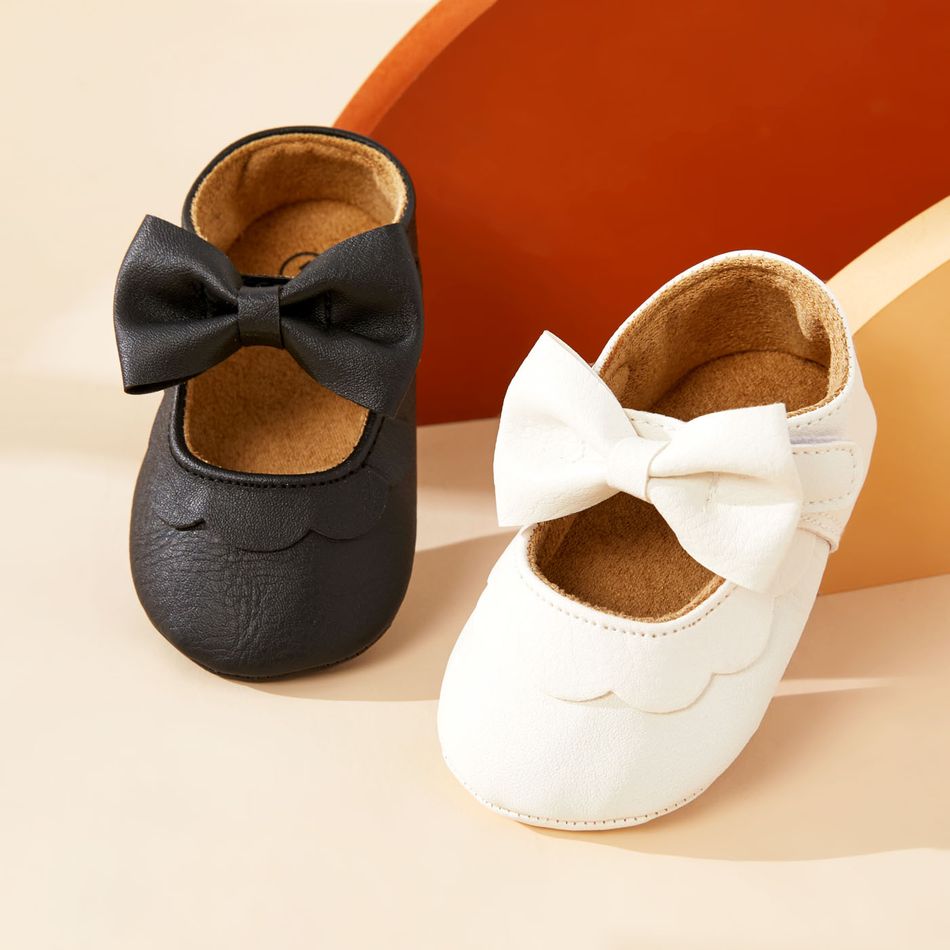 Baby / Toddler White Bowknot Decor Velcro Closure Prewalker Shoes White big image 3