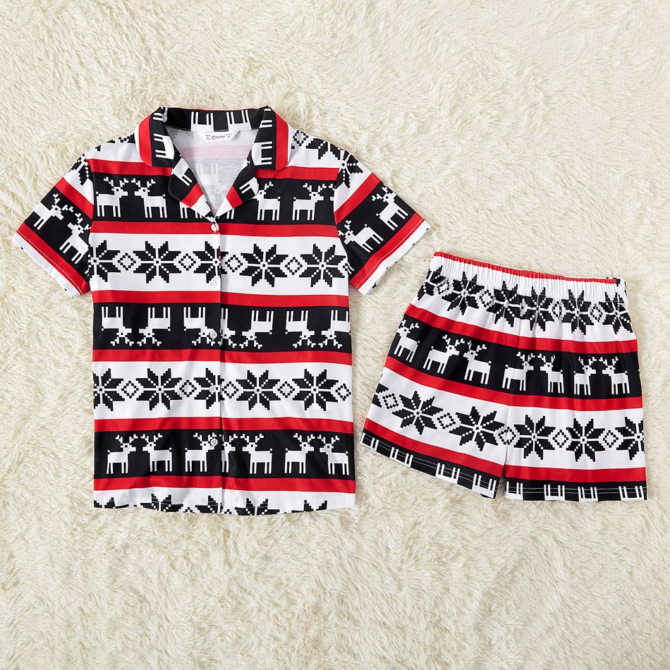 Natal Look de família Manga curta Conjuntos de roupa para a família Pijamas (Flame Resistant) Preto/Branco/Vermelho big image 4