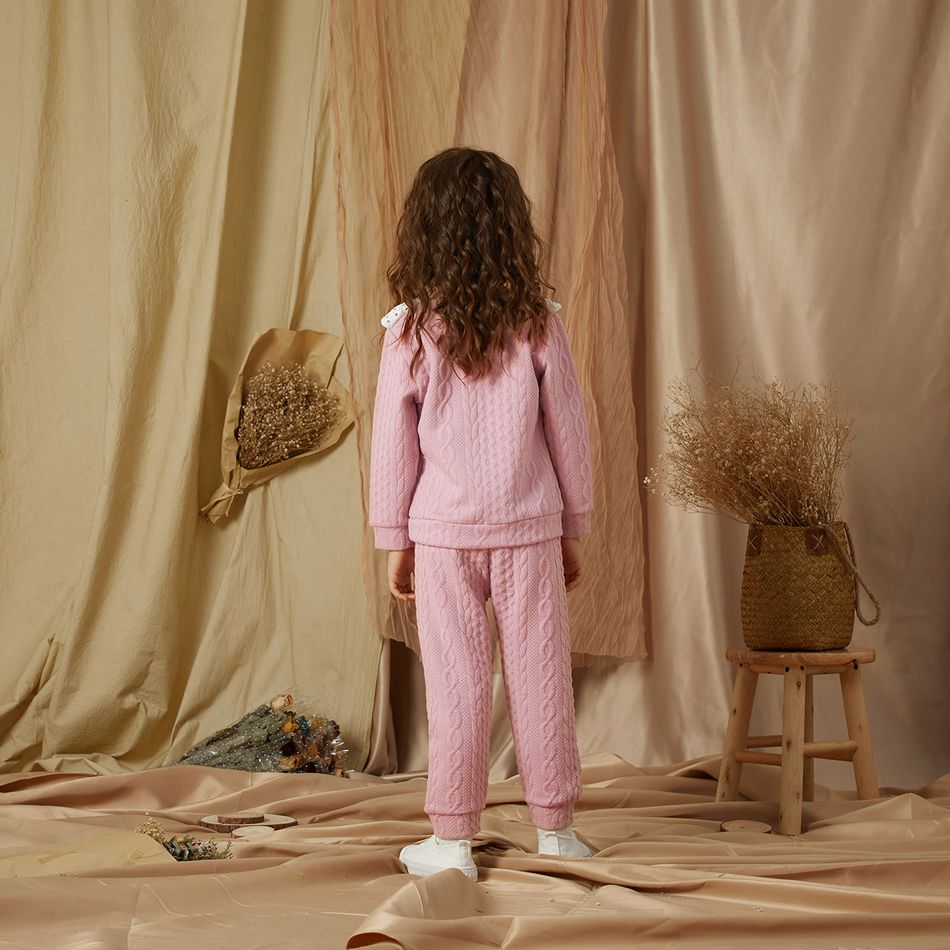 2 Stück Kleinkinder Mädchen Spitze Süß Sweatshirt-Sets rosa big image 7