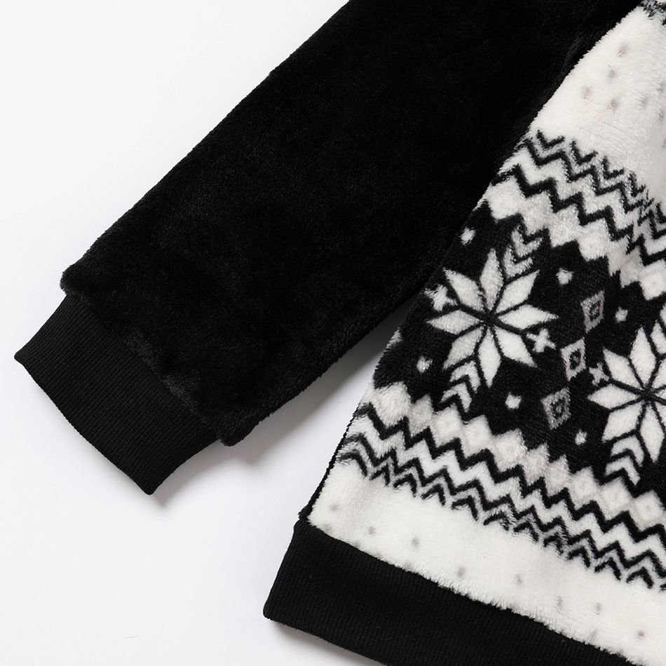 Christmas All Over Snowflake Pattern Black Family Matching Long-sleeve Flannel Sweatshirts Black big image 6