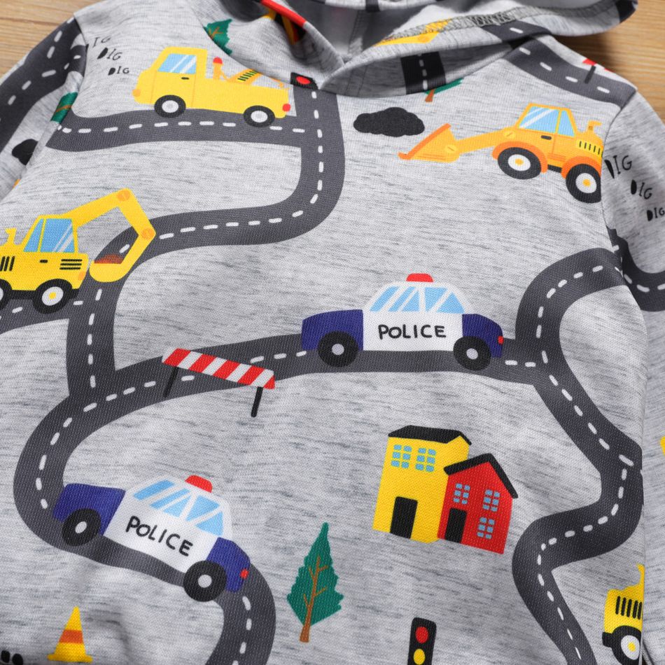 Enfant en bas âge Garçon À capuche Décontracté Sweat-shirt Gris Clair big image 4