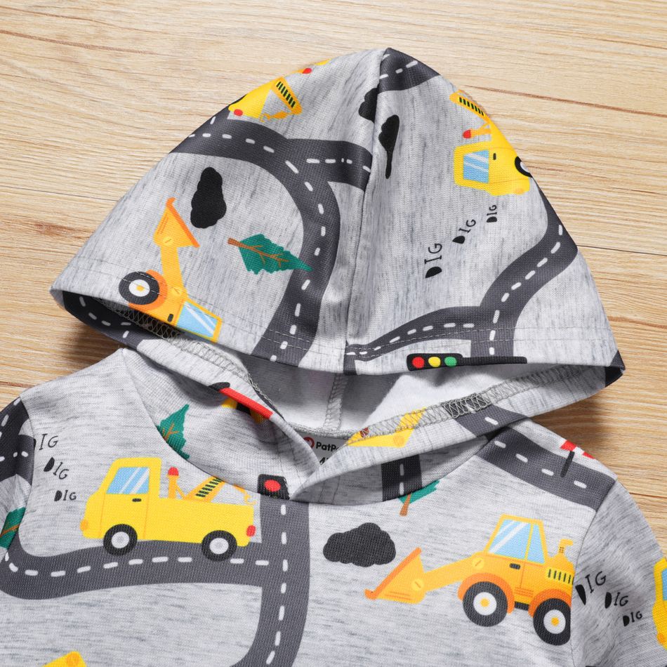 Enfant en bas âge Garçon À capuche Décontracté Sweat-shirt Gris Clair big image 3