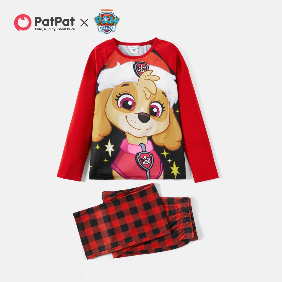 PAW Patrol Christmas Big Graphic Top and Plaid Pants Pajamas Sets(Flame Resistant) Red big image 3