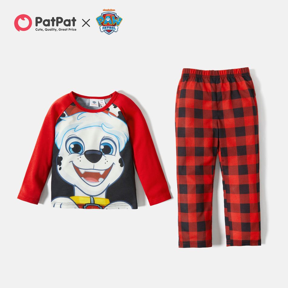 PAW Patrol Christmas Big Graphic Top and Plaid Pants Pajamas Sets(Flame Resistant) Red big image 4