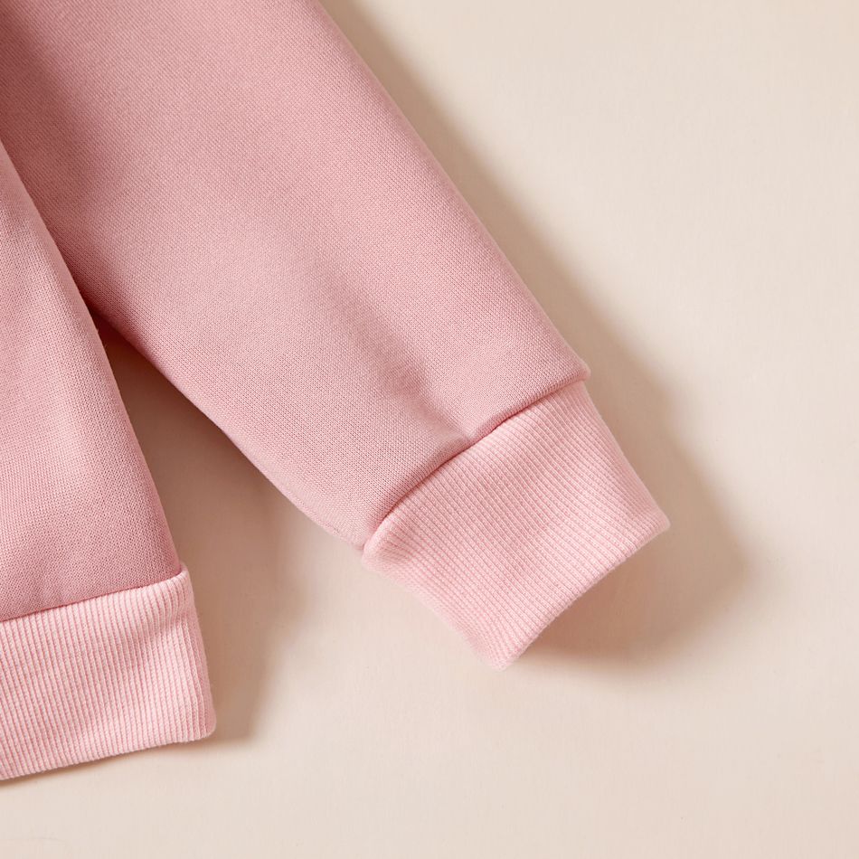 Kid Boy Fleece Lined Solid Color Hoodie Sweatshirt/ Pocket Design Cotton Cargo Pants Pink big image 4