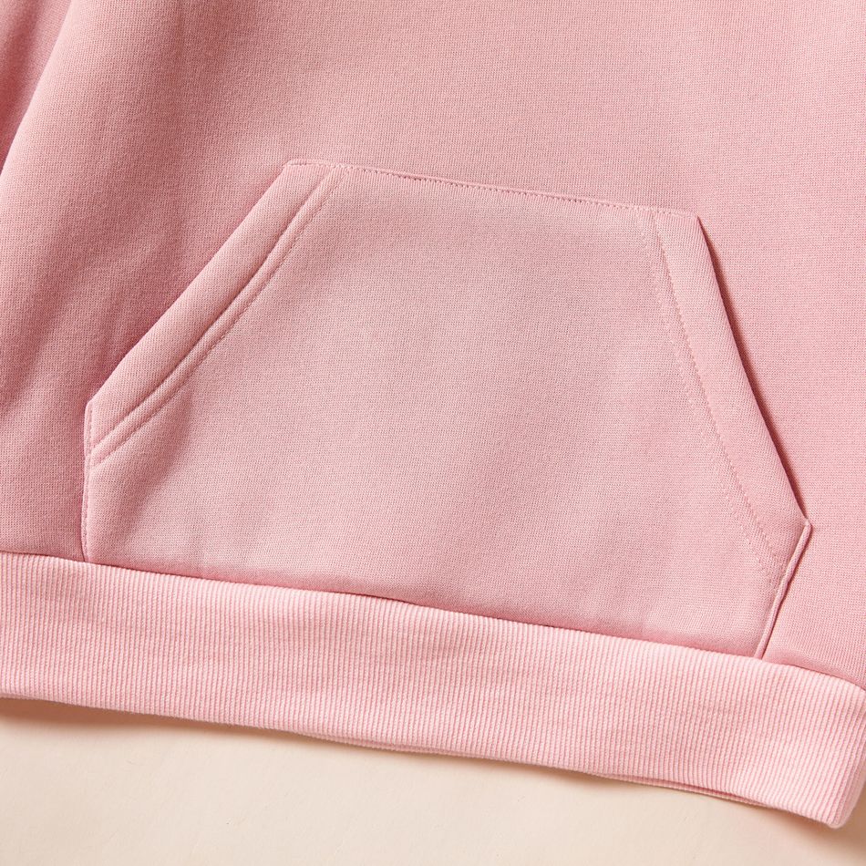 Kid Boy/Kid Girl Fleece Lined Solid Pocket Design Hoodie Sweatshirt Pink big image 4