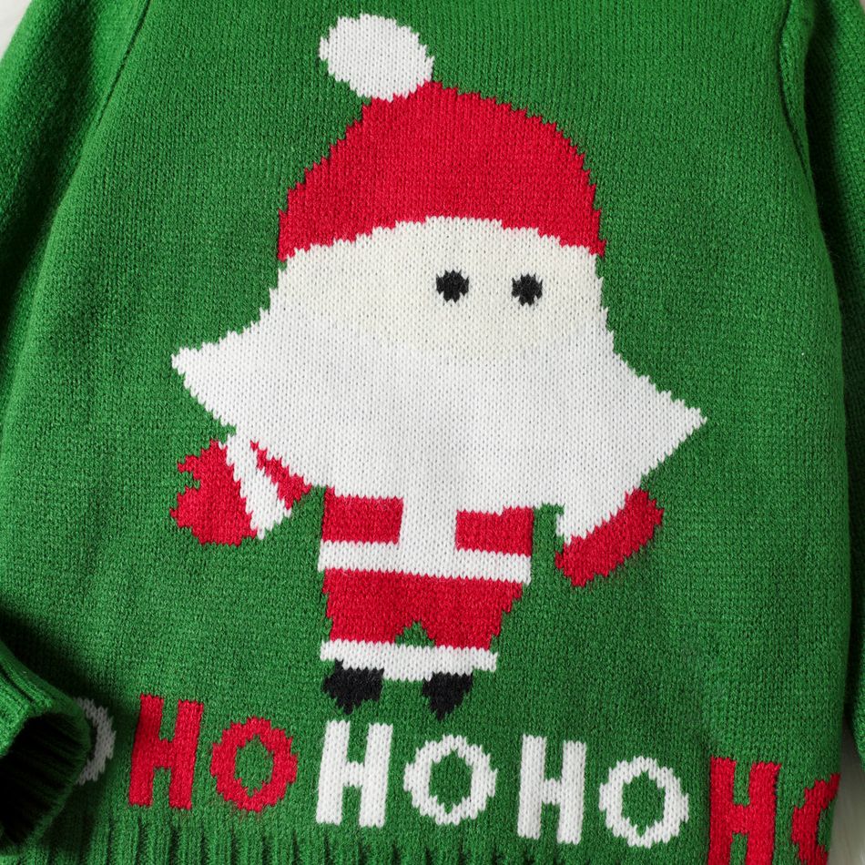 Toddler Boy Christmas Santa Letter Embroidered Sweater Deep Blue big image 3