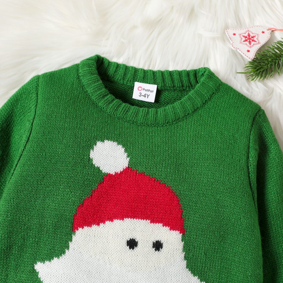 Toddler Boy Christmas Santa Letter Embroidered Sweater Deep Blue big image 4