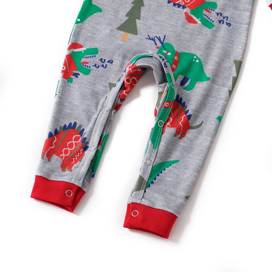 Christmas All Over Dinosaur Print Snug Fit Family Matching Long-sleeve Pajamas Sets Multi-color big image 13