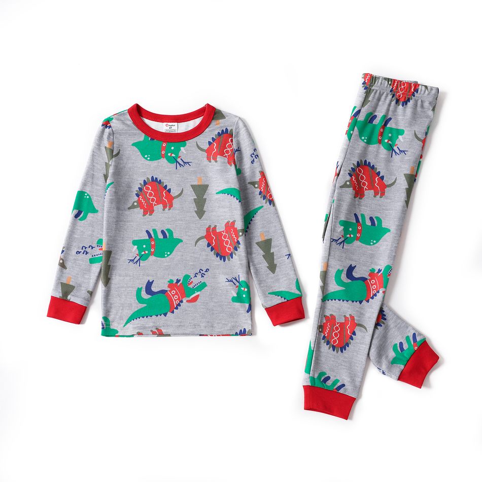 Christmas All Over Dinosaur Print Snug Fit Family Matching Long-sleeve Pajamas Sets Multi-color big image 7