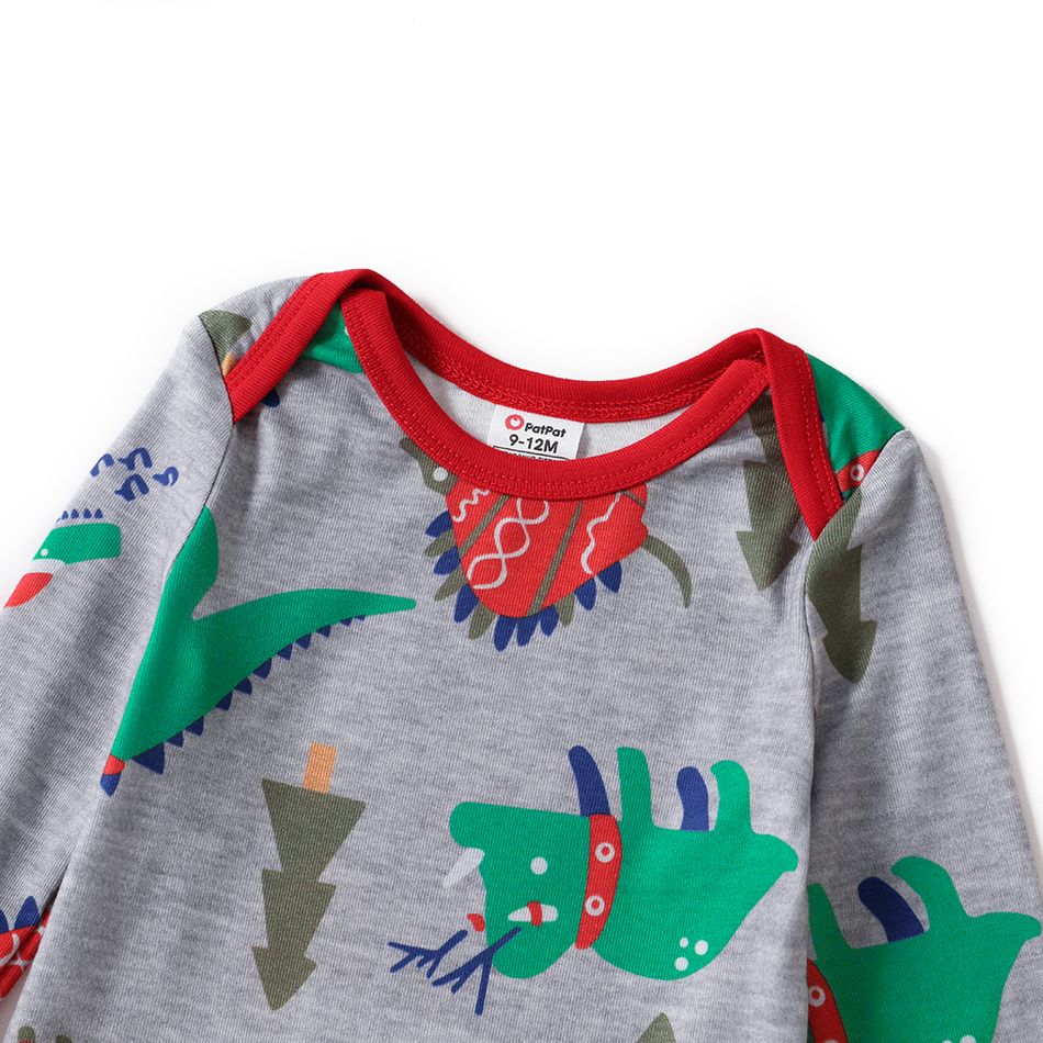Christmas All Over Dinosaur Print Snug Fit Family Matching Long-sleeve Pajamas Sets Multi-color big image 12