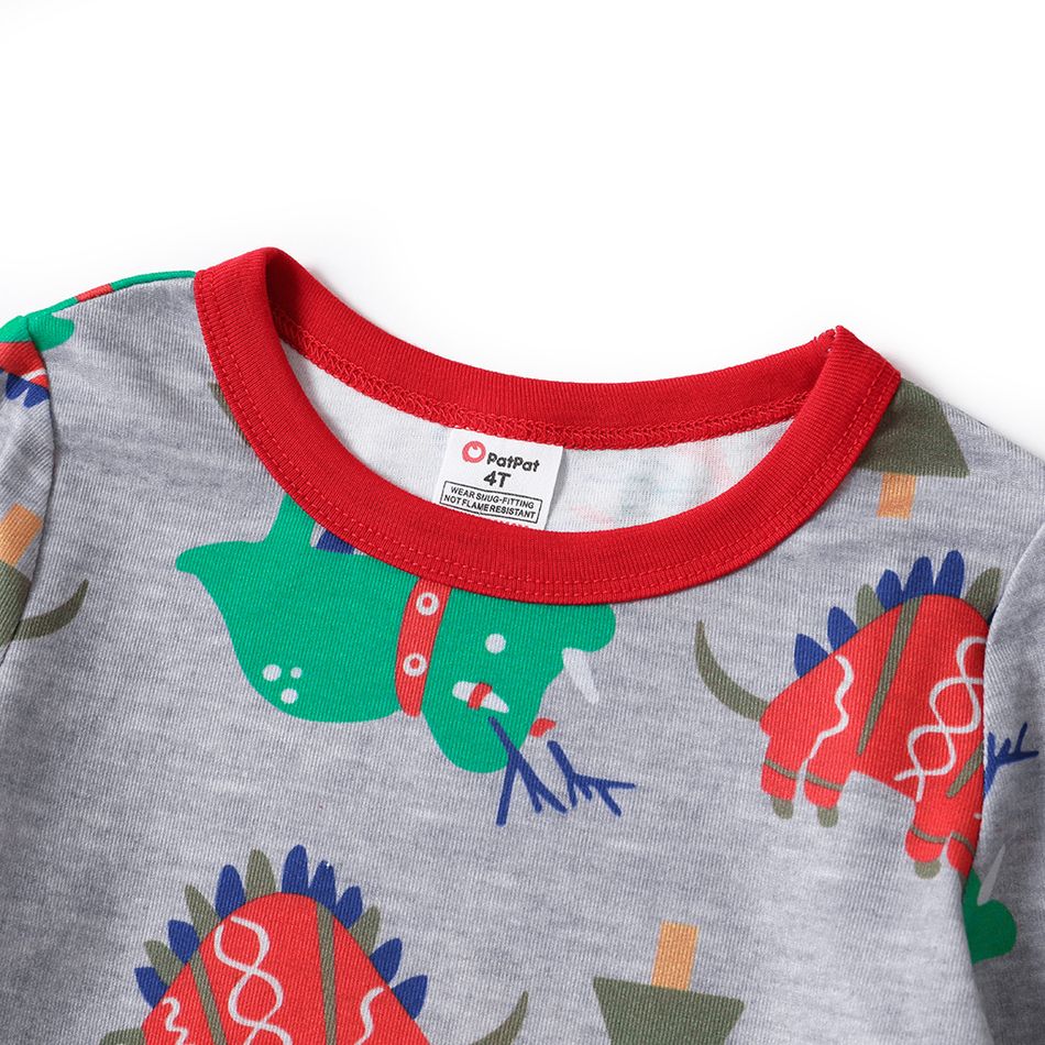 Christmas All Over Dinosaur Print Snug Fit Family Matching Long-sleeve Pajamas Sets Multi-color big image 8