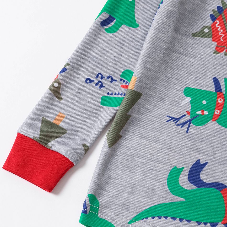Christmas All Over Dinosaur Print Snug Fit Family Matching Long-sleeve Pajamas Sets Multi-color big image 6
