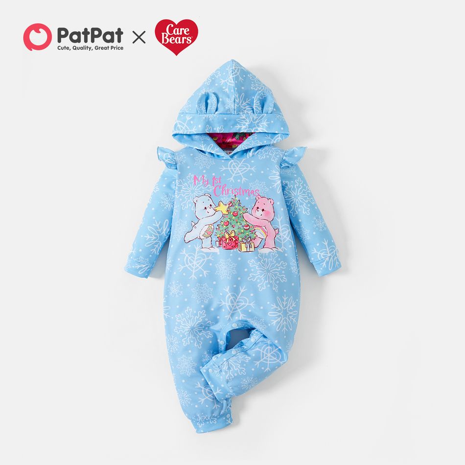 Care Bears Baby Girl My 1st Christmas Flounce Hooded Jumpsuit Light Blue