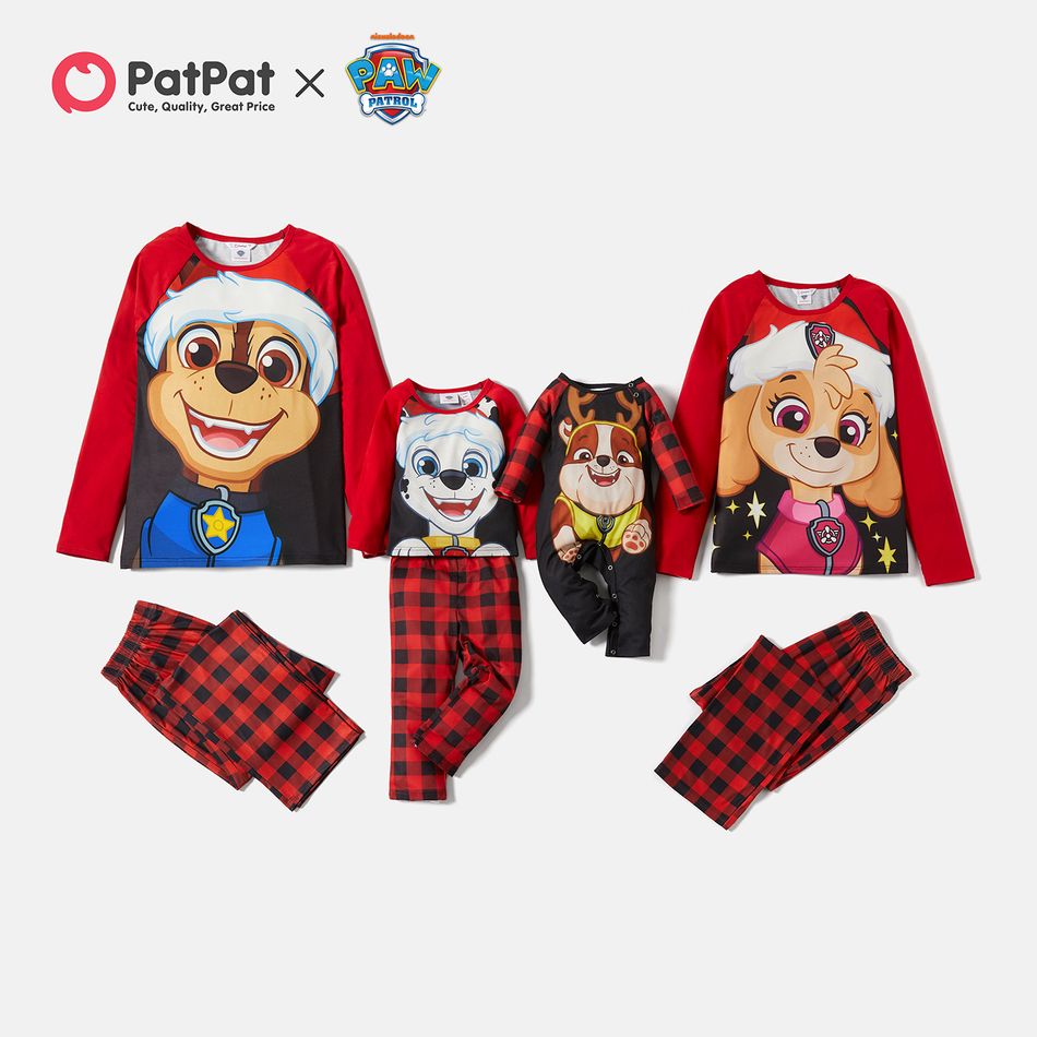 PAW Patrol Christmas Big Graphic Top and Plaid Pants Pajamas Sets(Flame Resistant) Red