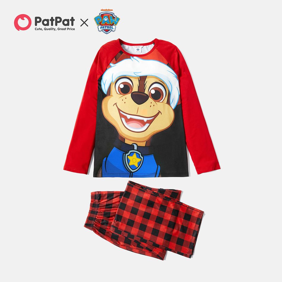 PAW Patrol Christmas Big Graphic Top and Plaid Pants Pajamas Sets(Flame Resistant) Red big image 2