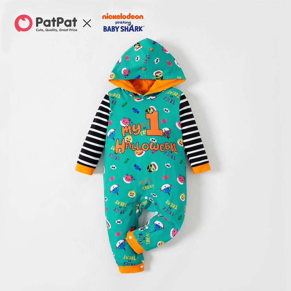 Baby Shark My 1st Halloween Allover Hooded Jumpsuit for Baby Green