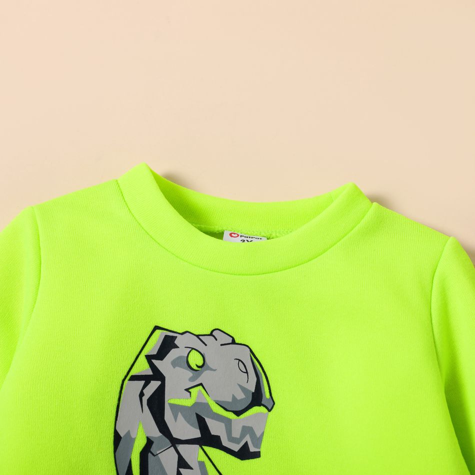 2 unidades Criança Menino Costuras de tecido Infantil Dinossauro conjuntos de moletom Verde big image 4